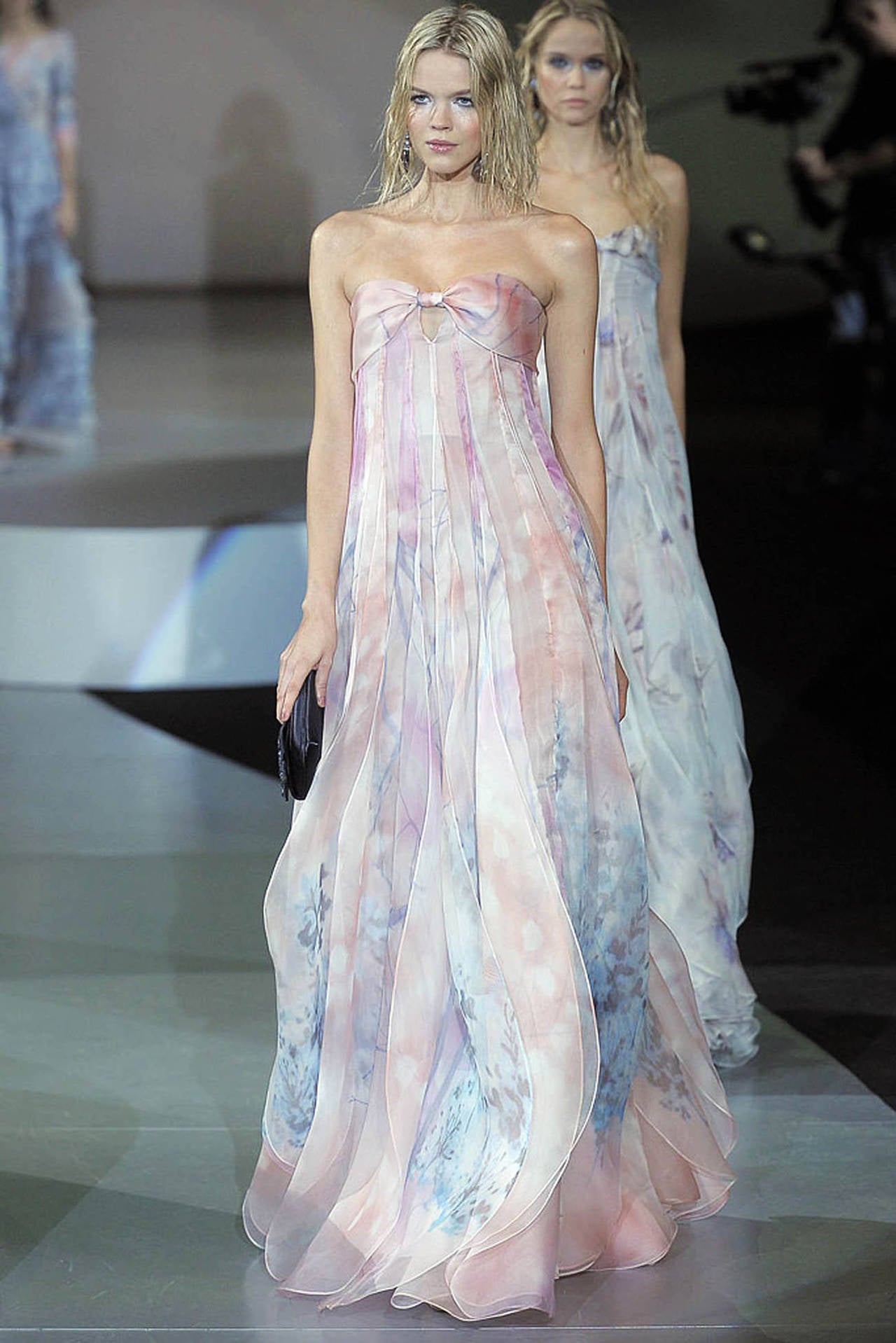 GIORGIO ARMANI Floral Print Silk Strapless Evening Gown at 1stDibs ...