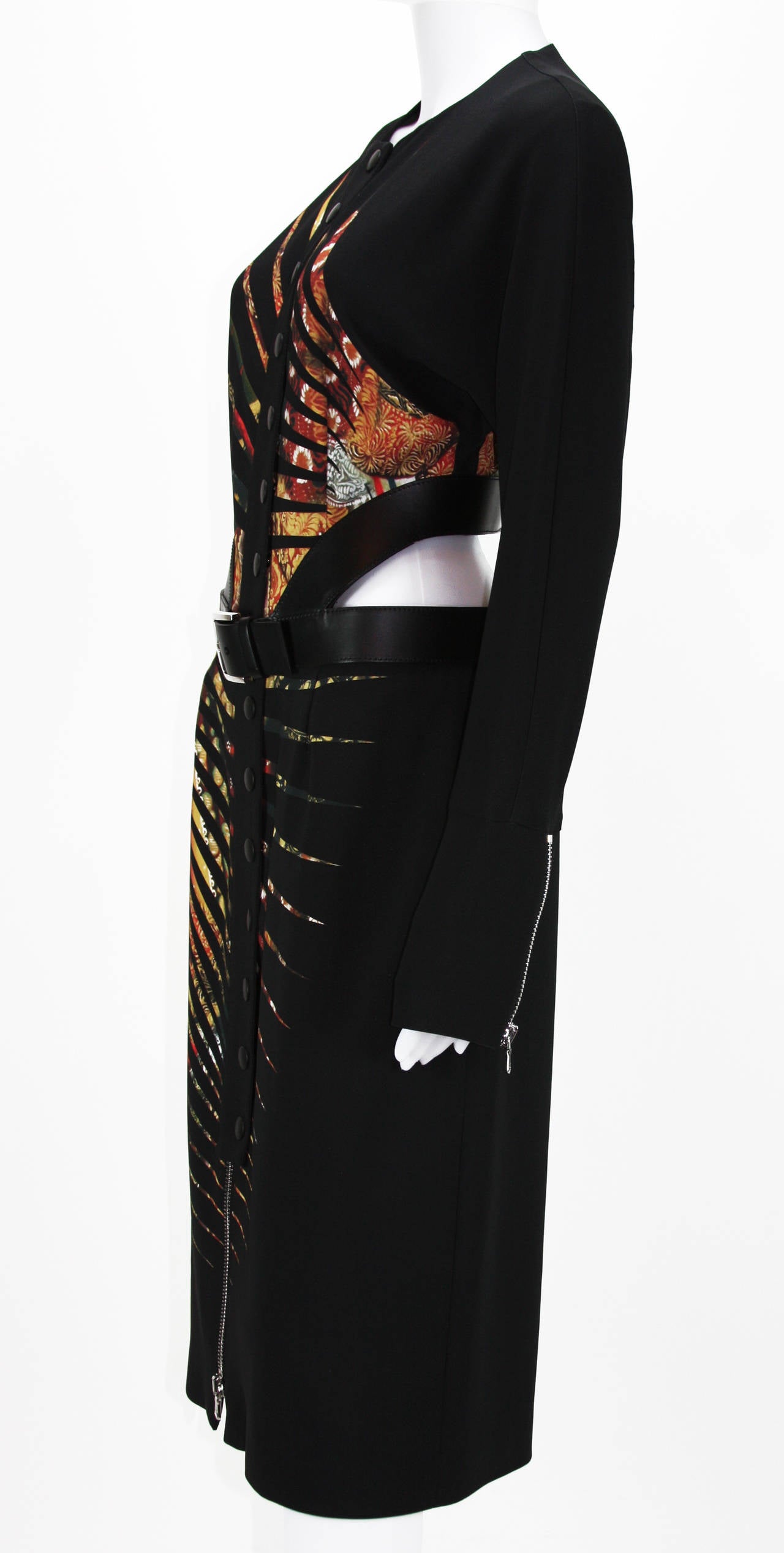 Black New ETRO Runway CUT OUT DRESS with LEATHER BELT