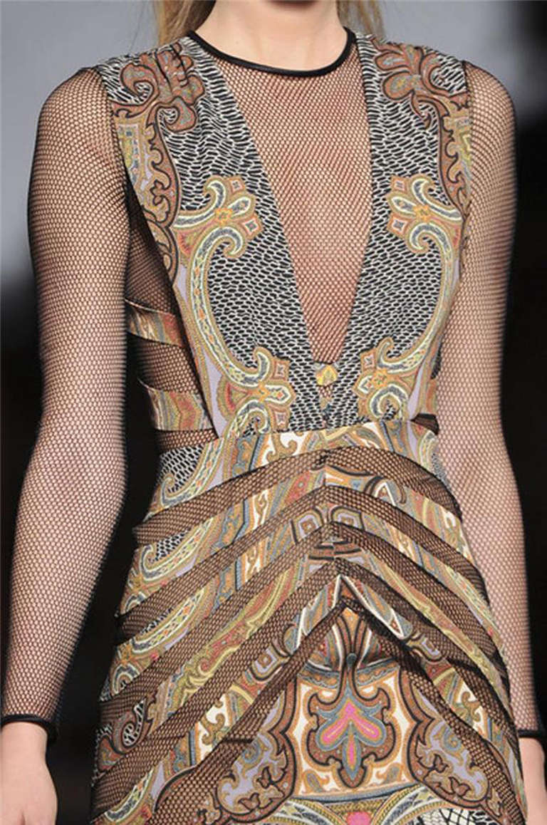 New Etro Black Mesh Inserts Print Gown at 1stdibs