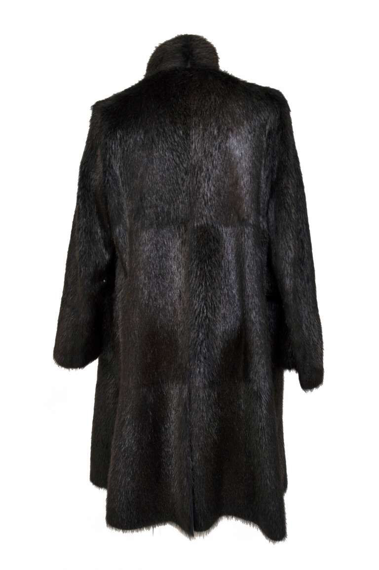 Tom Ford for Gucci men's black tuxedo beaver fur coat In Excellent Condition In Montgomery, TX