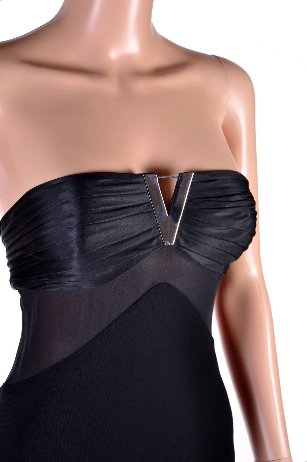 Women's New VERSACE BLACK STRAPLESS DRESS GOWN