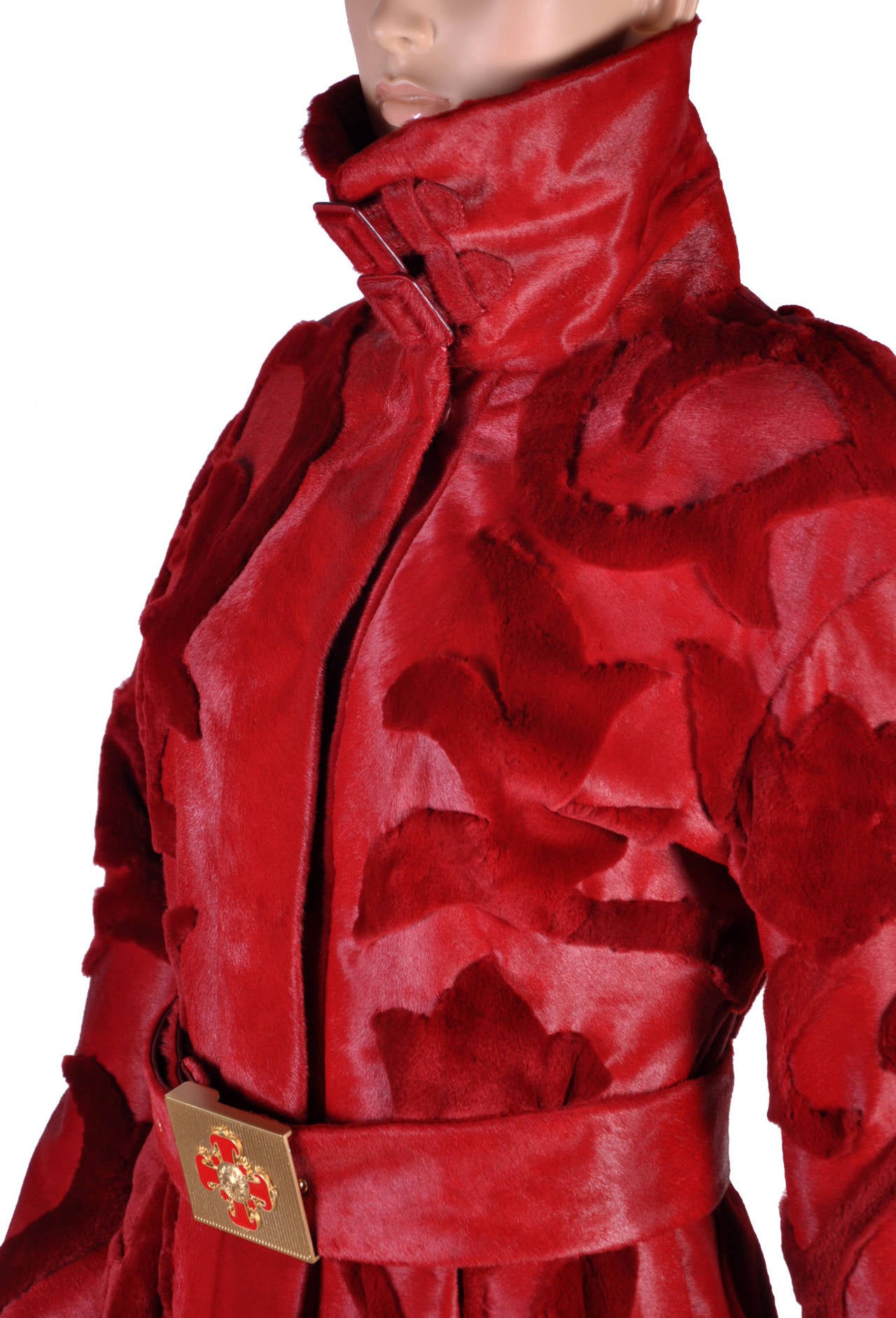 Women's New VERSACE Red fur coat