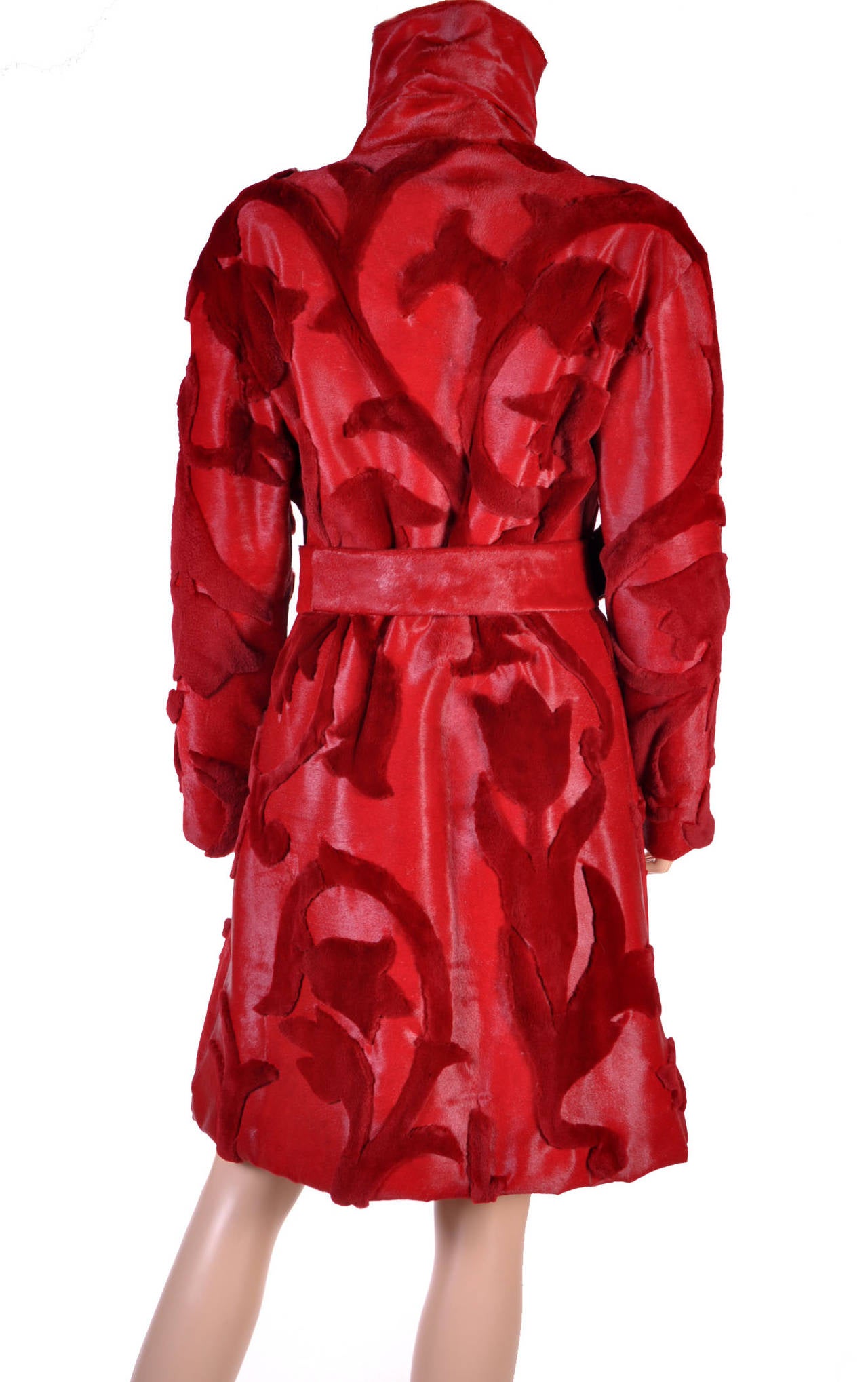 New VERSACE Red fur coat 1