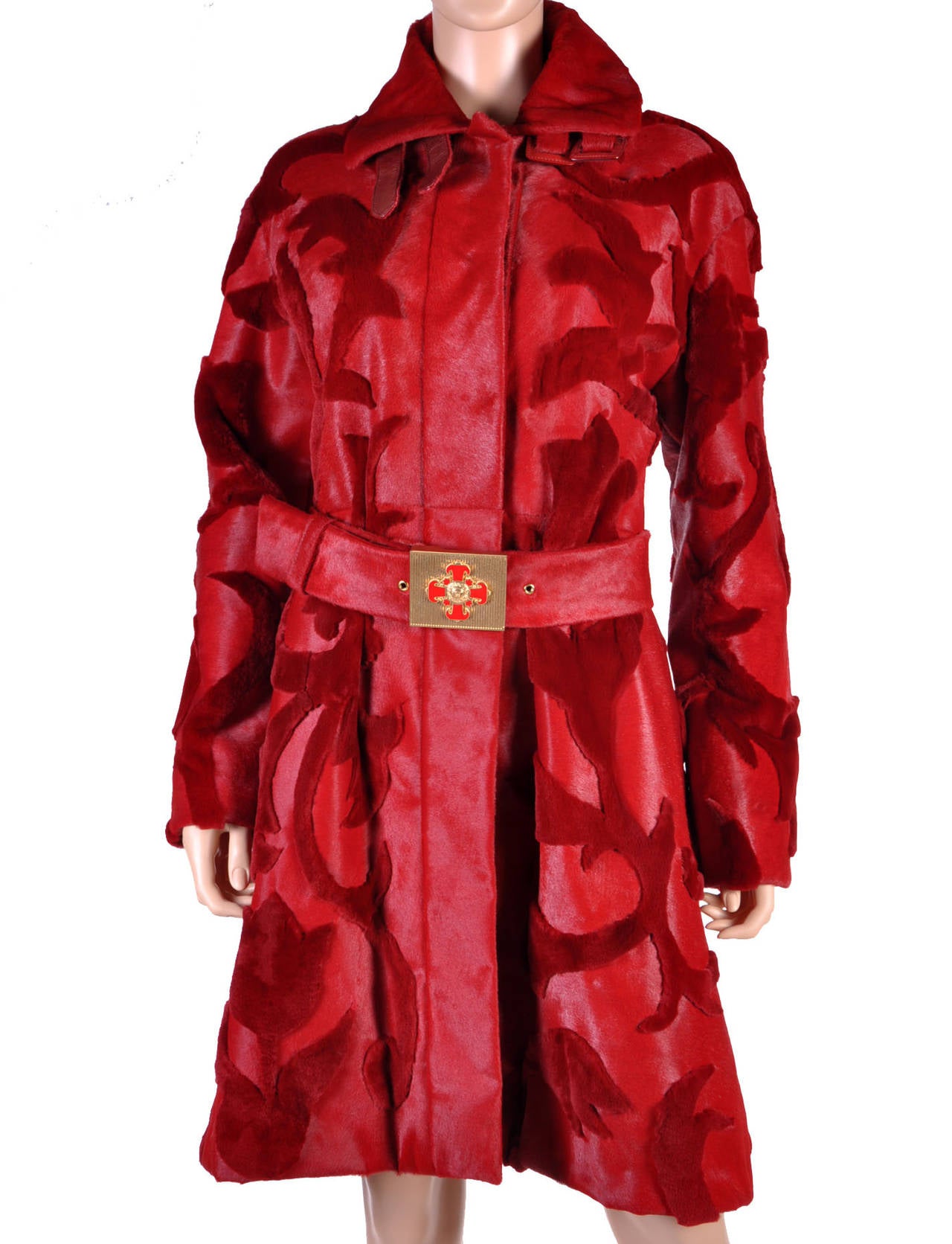 New VERSACE Red fur coat 2