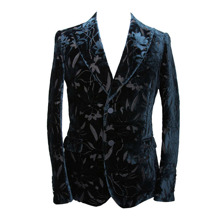 New GUCCI RUNWAY SALON JACQUARD VELVET DANDY EVENING BLAZER