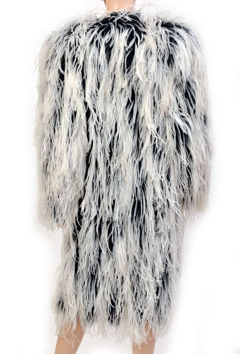 Gray RARE 60-s YSL ostrich feather coat