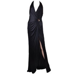 VERSACE BLACK VISCOSE LONG GOWN DRESS with OPEN BACK 42 - 6