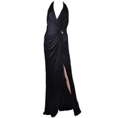 VERSACE SCHWARZES VISCOSE-KLEID AUS SCHWARzem KLEID mit offenem Reißverschluss 42 - 6