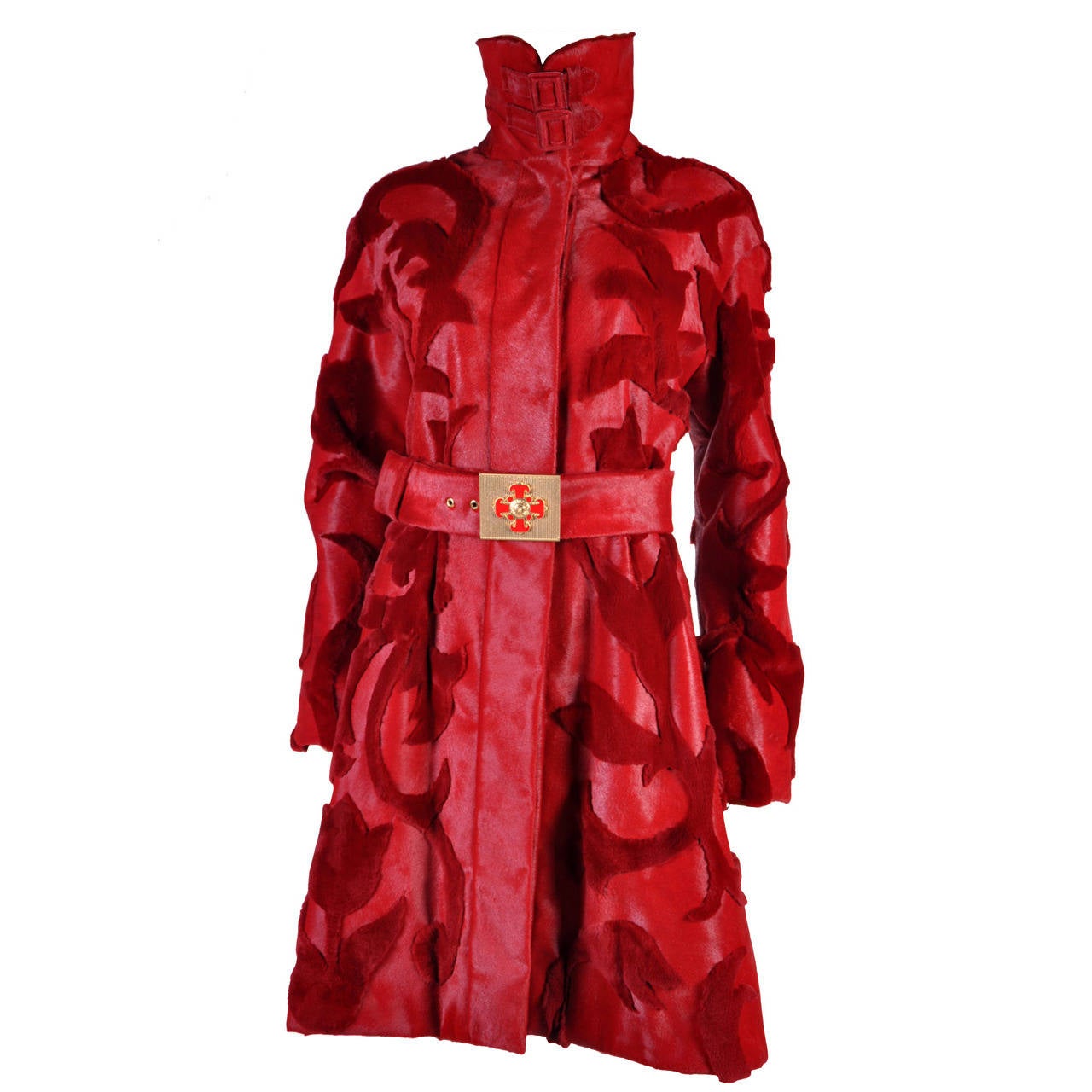 New VERSACE Red fur coat