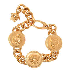 New Versace Mens Gold Plated Medusa Bracelet