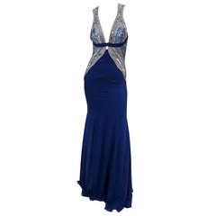 New ROBERTO CAVALLI EMBELLISHED BLUE GOWN *****CUSTOM MADE FOR BAR RAFAELLI