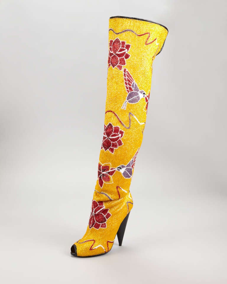 Tom Ford
Hummingbird & Floral Fully Embroidered Over-the-Knee Boots

Floral and hummingbird beaded upper with calfskin trim.
Approx. 25 1/2