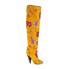 Tom Ford Hummingbird & Floral Fully Embroidered Over-the-Knee Boots