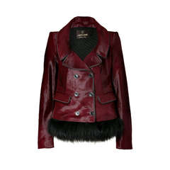 New ROBERTO CAVALLI RUBY RED FUR JACKET