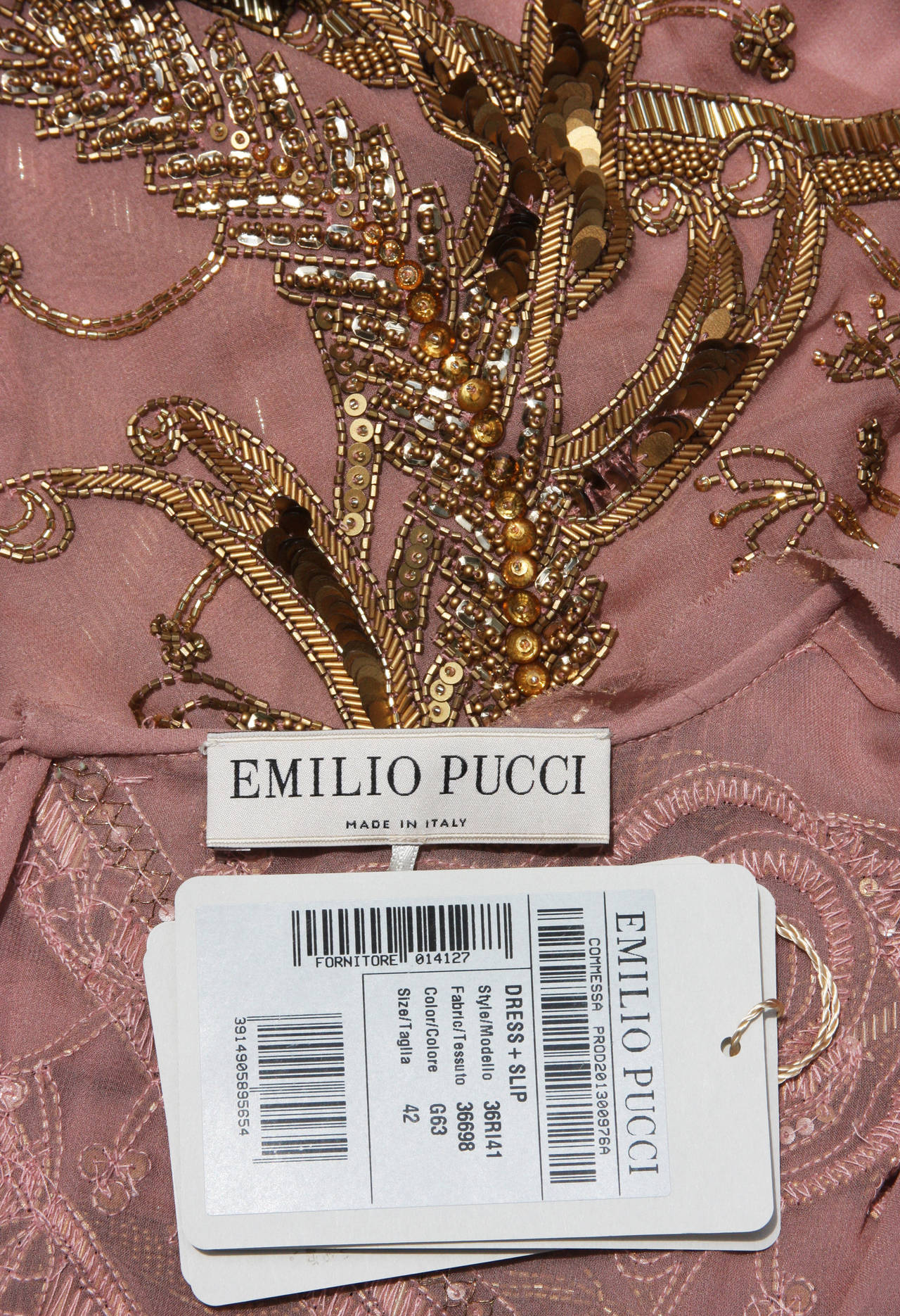 New EMILIO PUCCI Embellished Silk Dress In New Condition In Montgomery, TX