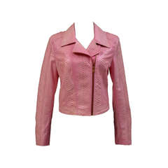 New VERSACE PINK PYTHON BIKER JACKET 7