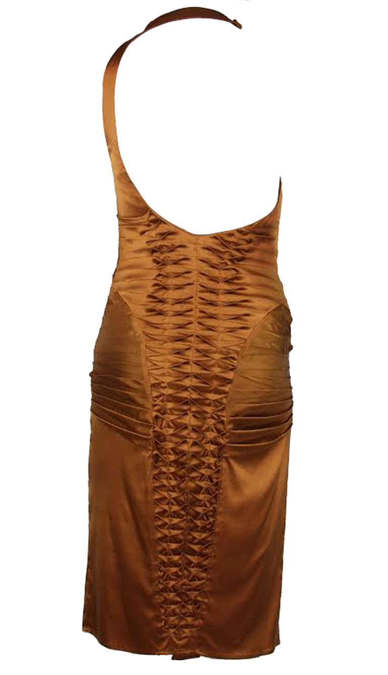 Brown Tom Ford for Gucci Copper Silk Dress