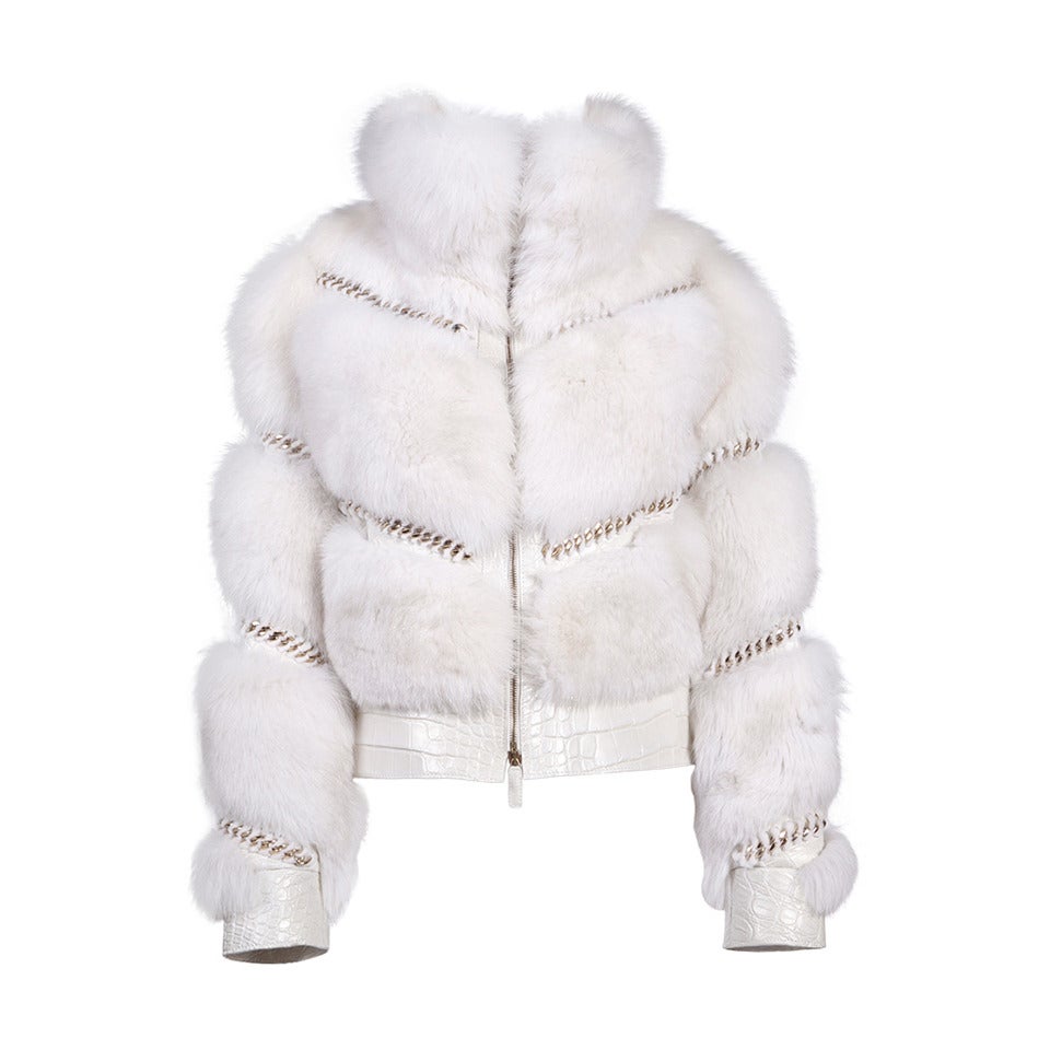 Gucci Pearl Fox Fur and Crocodile Jacket