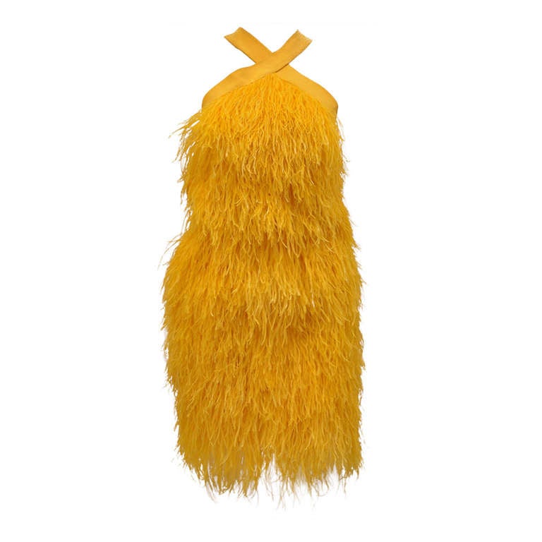 Versace Yellow Feather Dress