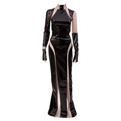 Versace Black Vinyl Bondage Dress