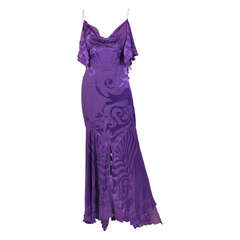 New VERSACE AMETHYST BAROQUE PRINTED SILK GOW 3