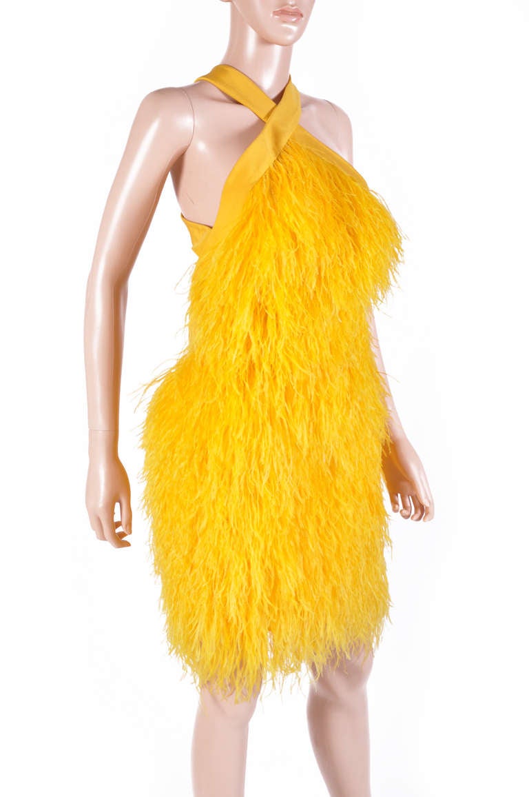 Women's Versace Yellow Feather Dress