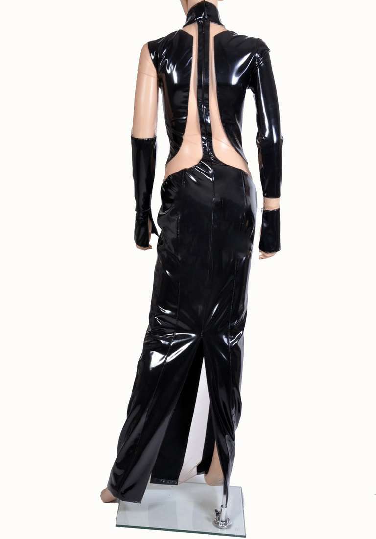 Women's Versace Black Vinyl Bondage Dress