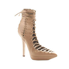 VERSACE Nude Leather Lace-Up Boots