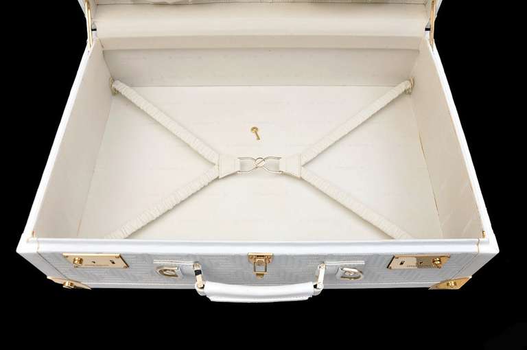 New GIANNI VERSACE COUTURE EMBROIDERED WHITE LEATHER SUITCASE at 1stdibs