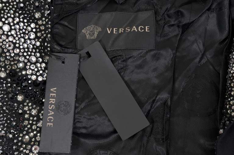 New VERSACE TAILOR MADE CRYSTAL EMBELLISHED TUXEDO SUIT 48 - 38 In New Condition In Montgomery, TX