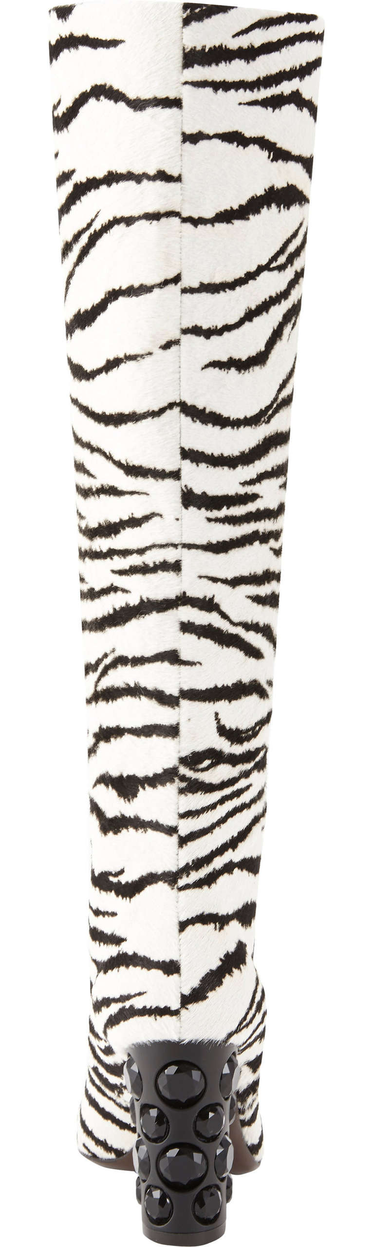 New LANVIN EMBELLISHED TIGER-PRINT KNEE BOOTS In New Condition In Montgomery, TX