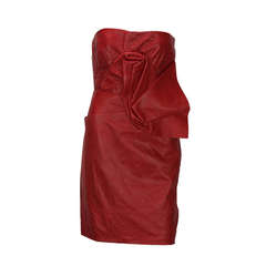 New DSQUARED2 RUNWAY LAMB LEATHER RED DRESS