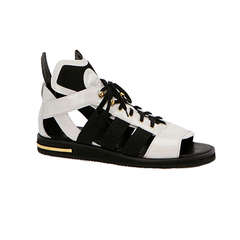 New VERSACE HIGH WHITE LEATHER GLADIATOR SANDALS