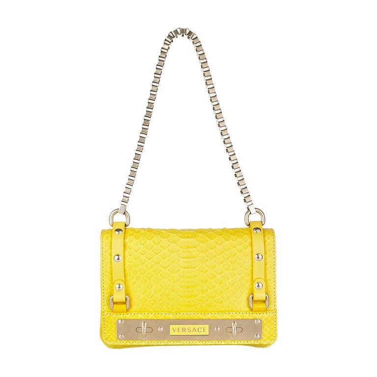 New VERSACE Yellow Python Handbag