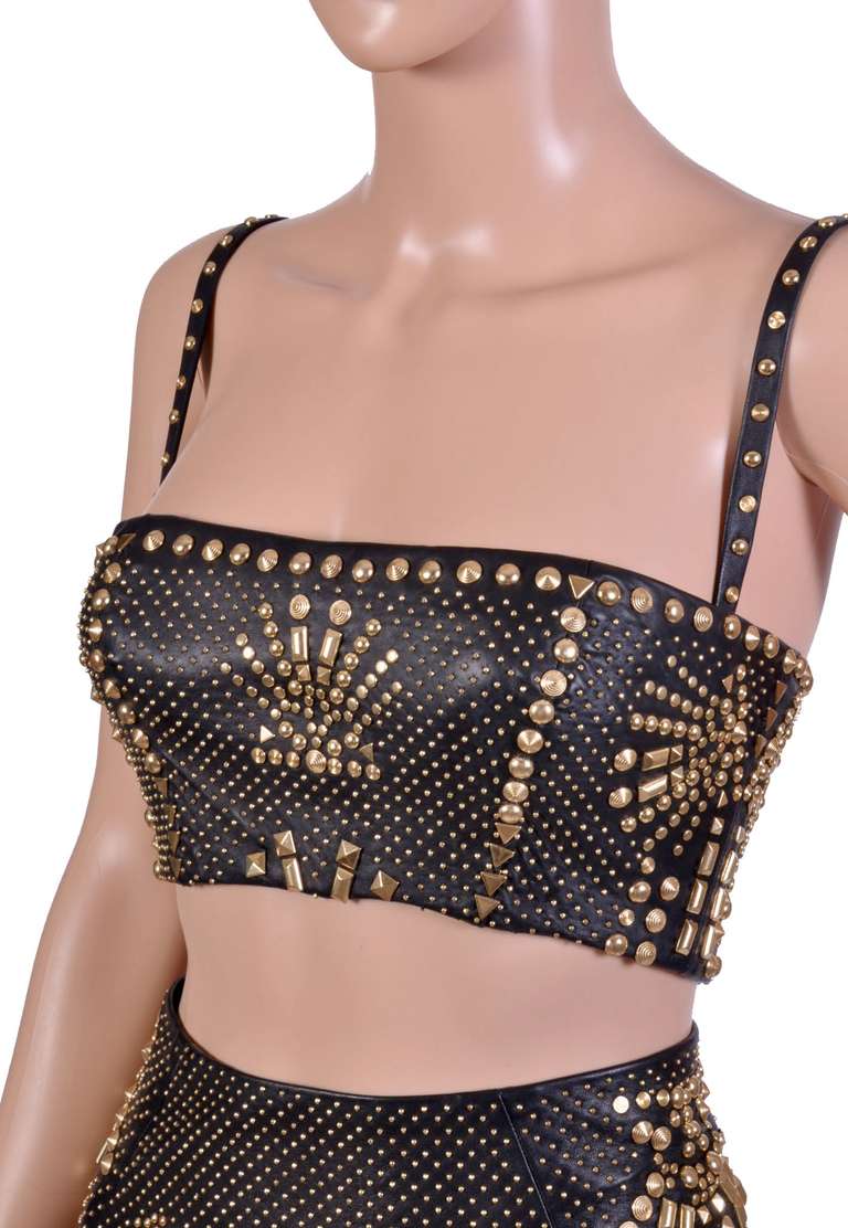 studded leather bra