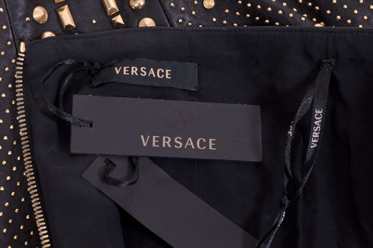 New VERSACE Black Studded Leather Skirt and Bra-Top 1