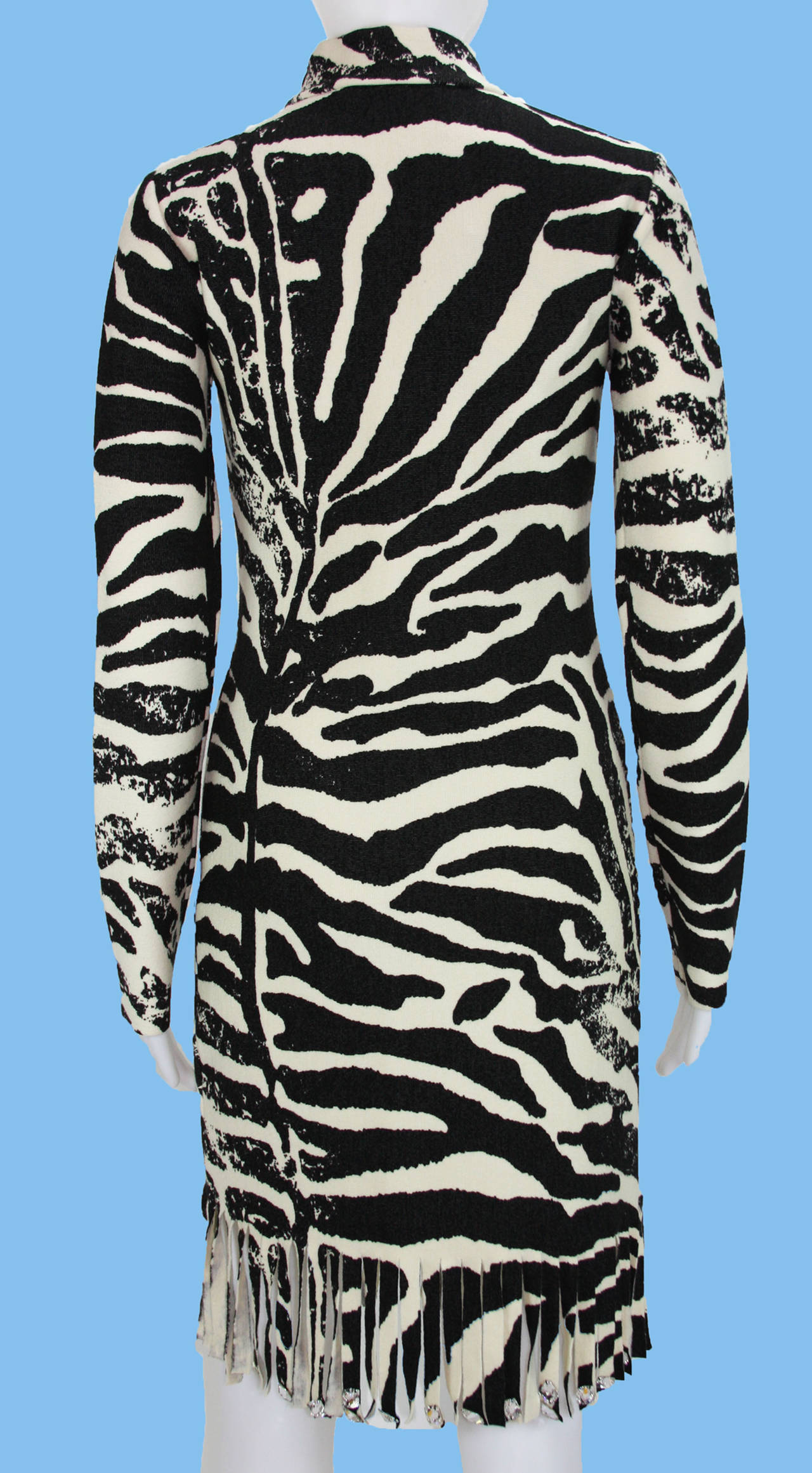 Blumarine Zebra Print Crystal Embellished Dress In New Condition In Montgomery, TX