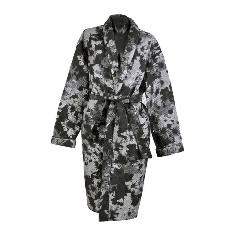 New VERSACE Belted Embroidered and Quilted Silk Robe