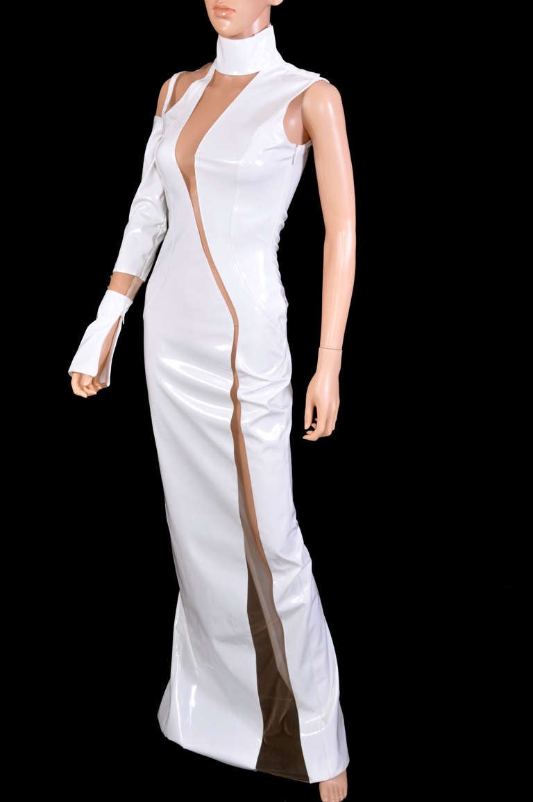 Gray Versace white Japanese vinyl gown