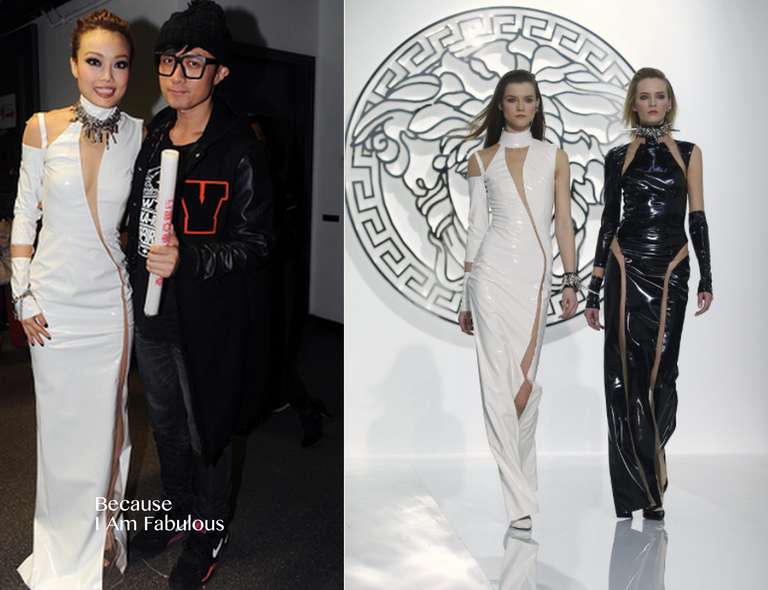 Versace white Japanese vinyl gown 1