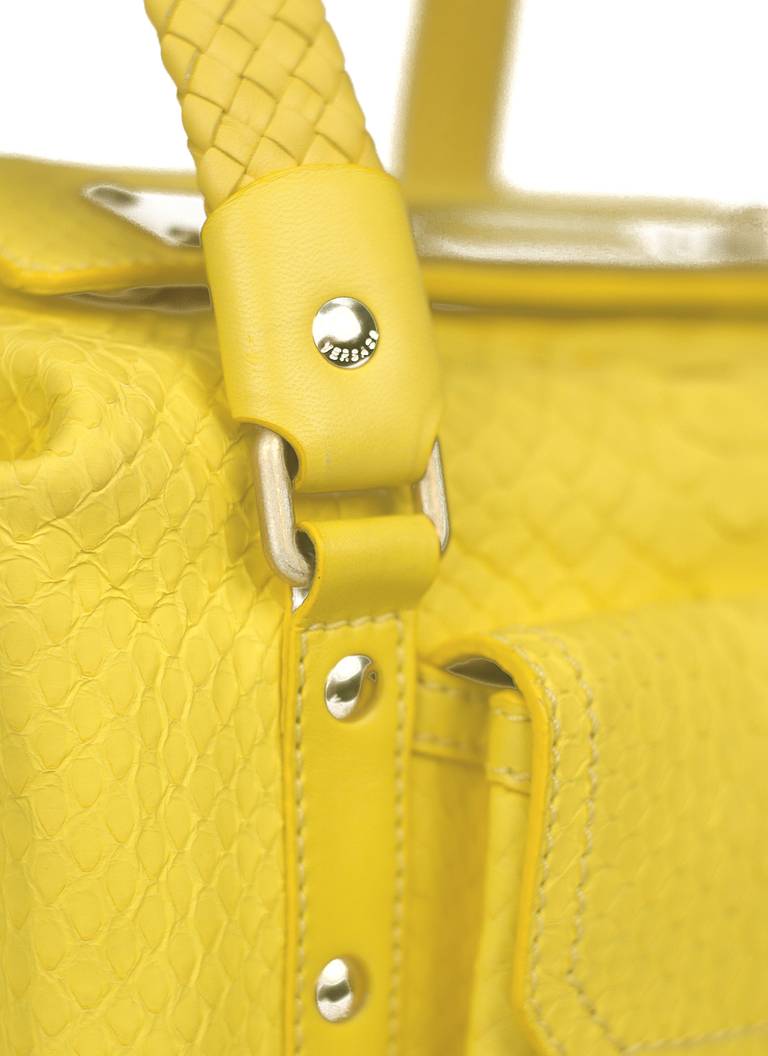 Women's New VERSACE Yellow Python Handbag