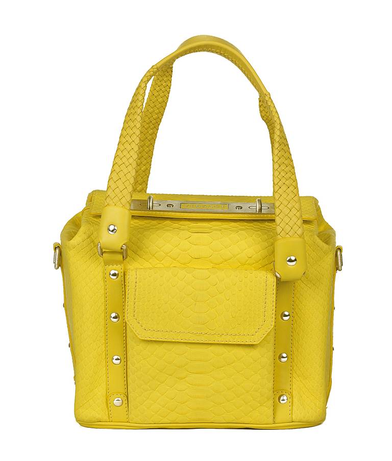 New VERSACE Yellow Python Handbag In New Condition In Montgomery, TX