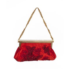 New VALENTINO RED BEADED EVENING CLUTCH