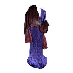 F/W 2004 TOM FORD for GUCCI PURPLE SEQUINED GOWN and FOX FUR JACKET