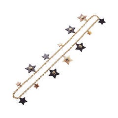 New Versace Gold Star Medusa Charm Chain Necklace