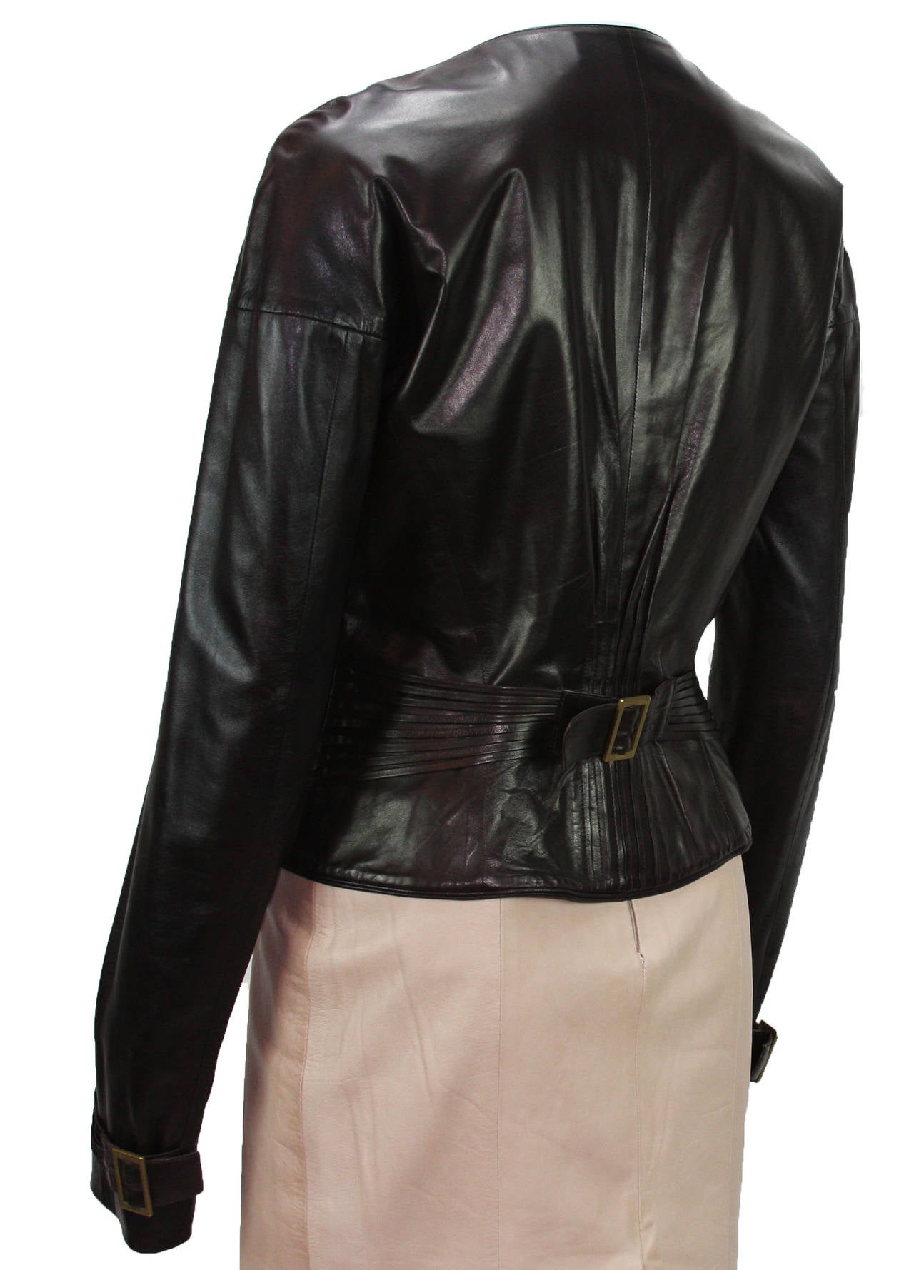 TOM FORD for GUCCI F/W 2003 BROWN LEATHER JACKET In Excellent Condition In Montgomery, TX