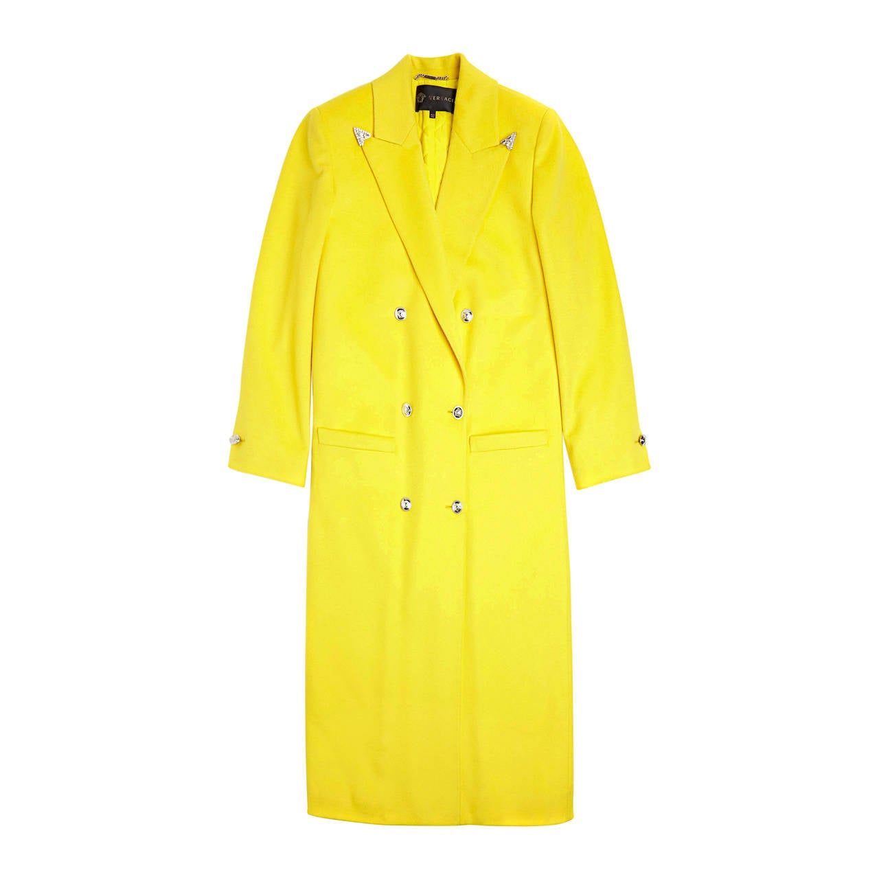Versace Long Wool Cashmere Coat In Yellow For Sale at 1stdibs