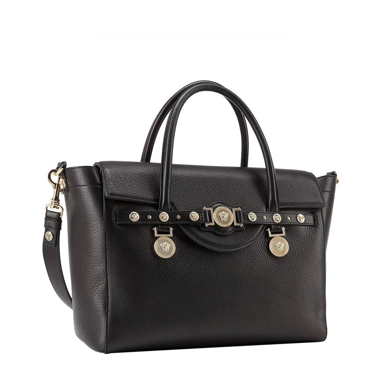 New VERSACE Large Signature Bag in Black Leather at 1stdibs