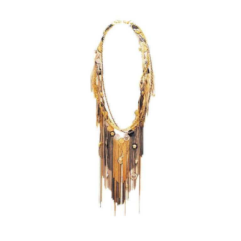 VERSACE Long Fringe Chain Necklace