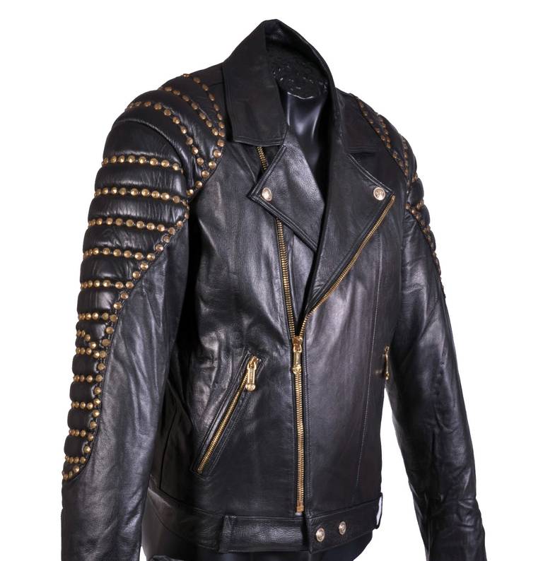 New VERSACE BLACK QUILTED STUDDED LEATHER BIKER JACKET at 1stDibs ...